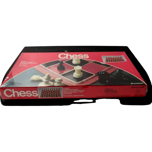 Vintage Chess Set W/ Folding Board Full Size Chess Pieces Classic Strategy Game - Picture 10 of 10